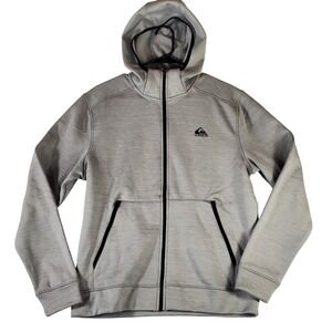 Quiksilver Men's Gray Heathered Zip Up Hoodie Jacket Fleece Lined Size M